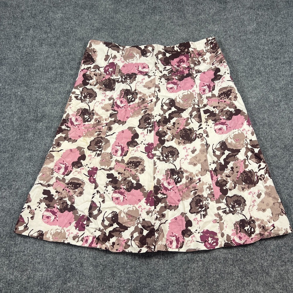 Monsoon A Line Skirt Women 10 Multicolor Floral‎ Print Side Zip Flare Hem Casual